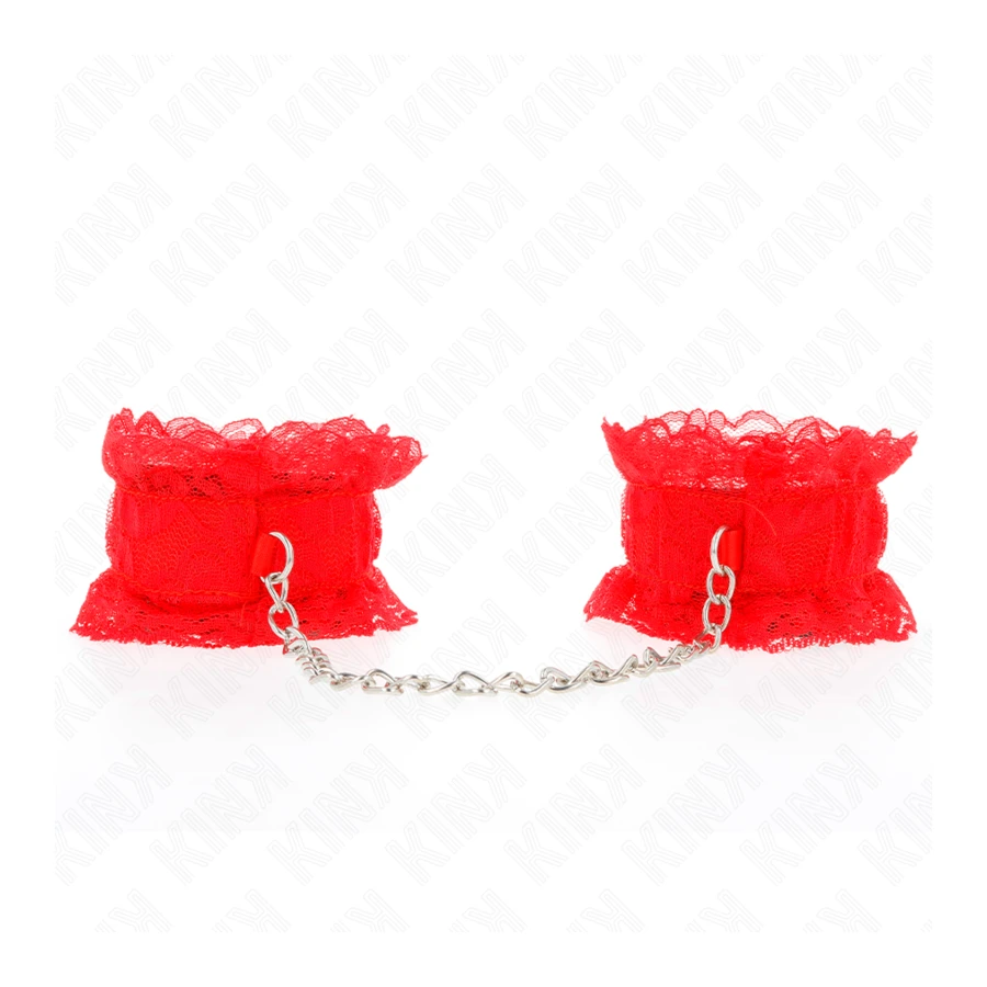KINK - ATTENTES-POIGNETS ÉLASTIQUES EN DENTELLE ROUGE